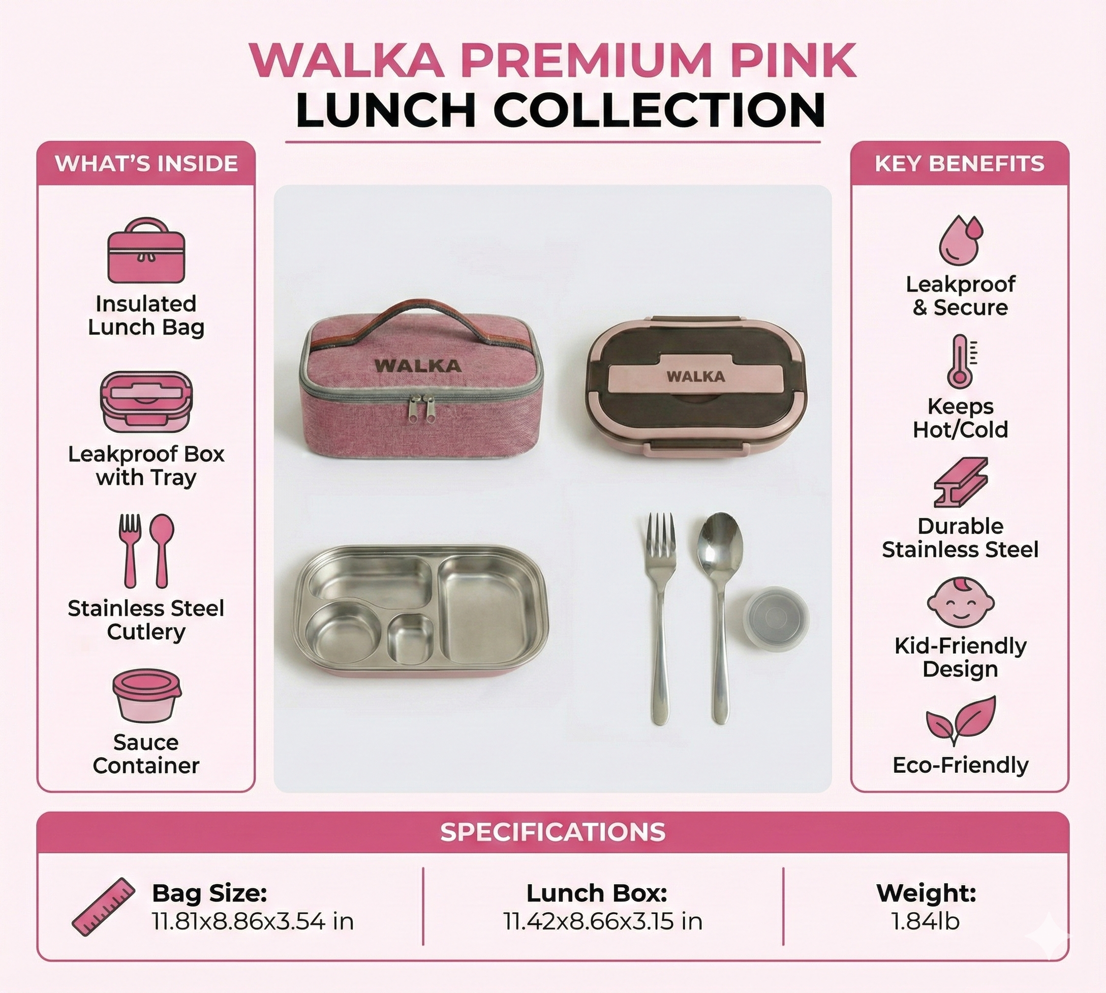 WALKA Premium Pink Lunch Collection